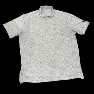 Peter Millar Island Jammin’ Party Print Performance Jersey White/Blue Polo-XL